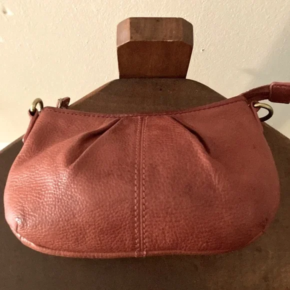 Vintage Fossil Coral Red Leather Chain Mini Crossbody Bag/Purse - Picture 2 of 14